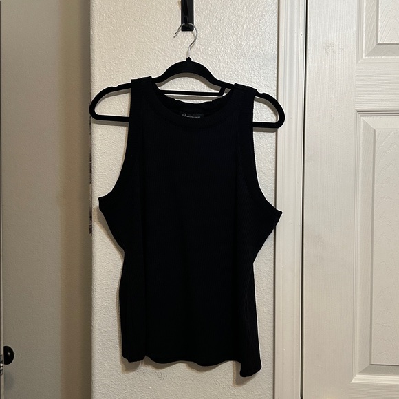 INC International Concepts Black Ribbed Top - Picture 1 of 3